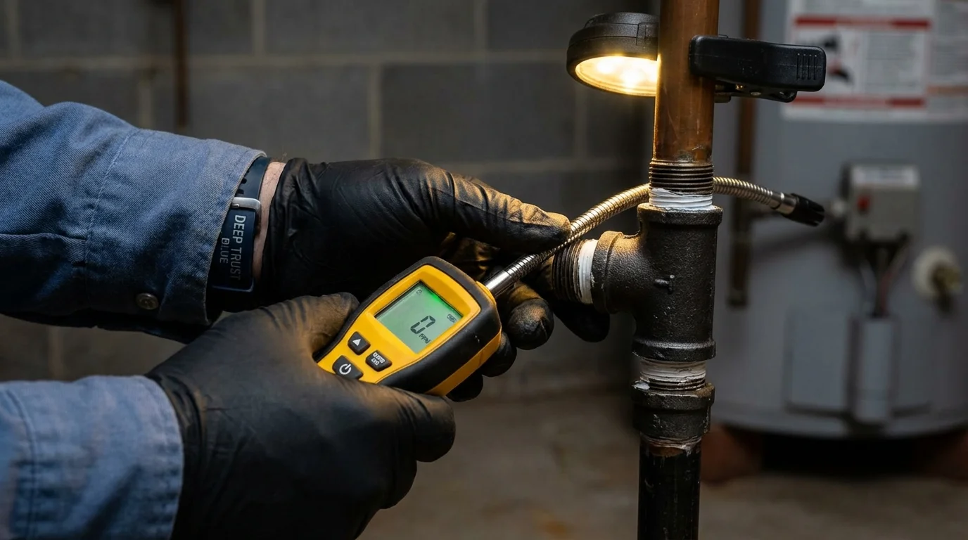 Gas leak detection with electronic sniffer by Johns Plumbing LLC in New Market