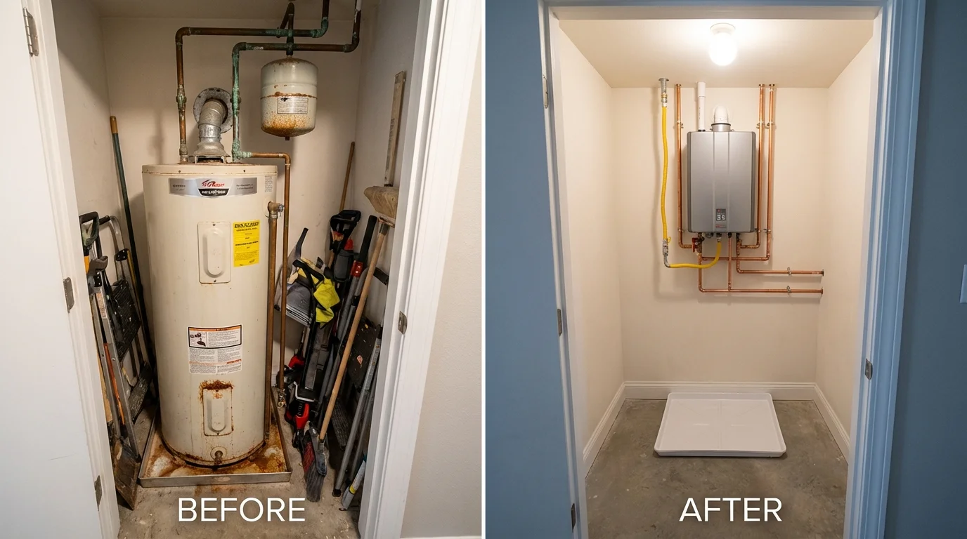 Tank water heater versus wall-mounted tankless unit comparison for New Market, TN homeowners